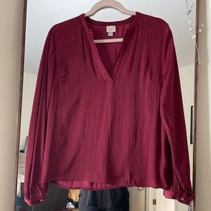 Wine colored long sleeved top